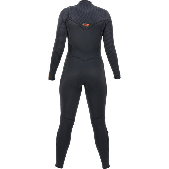 2024 O'Neill Mujer Hyperfreak+ 4/3mm Chest Zip Neopreno 5349 - Black